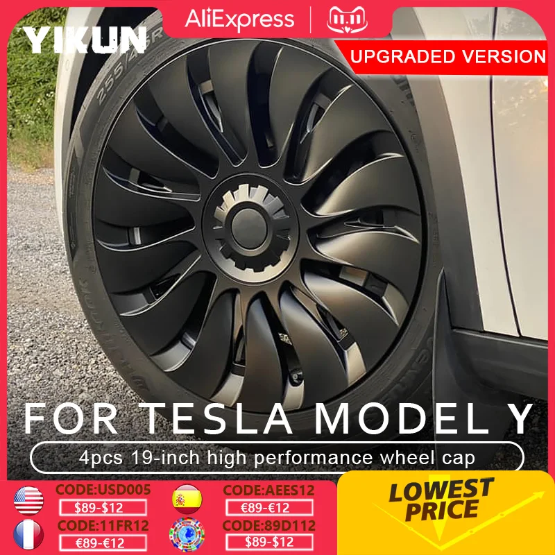 4PCS/1PCS Hub Cap for Tesla Model Y 19 Inch Performance  Automobile Replacemen Hubcap Full Rim Cover Accessories Wheel Caps 2023