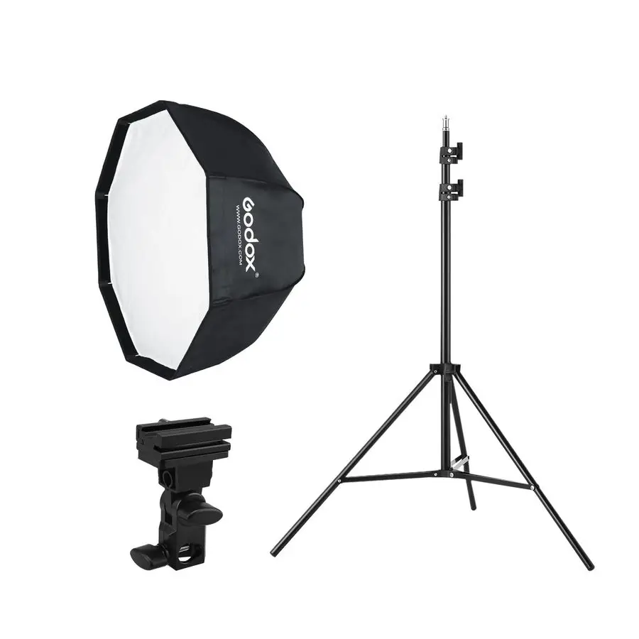 

Photo Studio 80cm 31.5in Portable Octagon Umbrella Softbox,190cm Light Stand with Hot Shoe Holder Bracket kit for Flash Speelidt