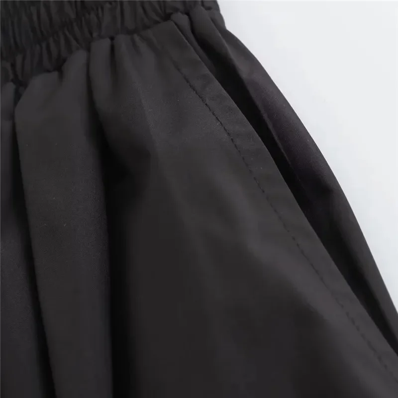 TRAF 2024 Women\'s Skirt Black Long Skirt Woman Spring Loose Elegant Skirts For Women Casual Social High Waist Midi Skirt