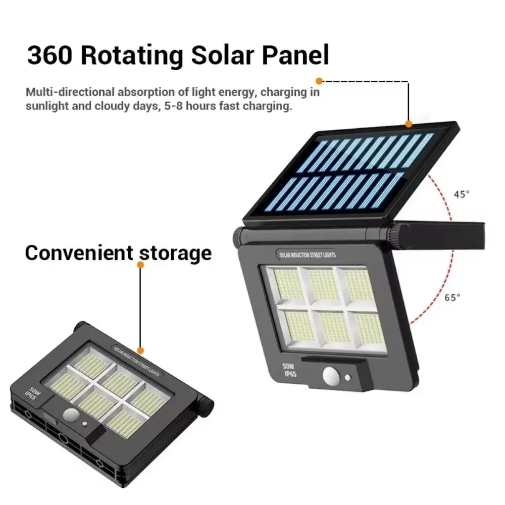 Складной светодиодный солнечный свет с регулируемым вращением на 360 градусов, уличный настенный светильник с дистанционным управлением, 3 режима, солнечный уличный прожектор