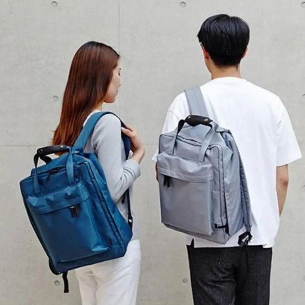 Ransel Laptop Bisnis Nilon Portabel Kapasitas Besar Warna Solid Tas Bahu Bagasi Pria Tahan Air Ransel Sekolah Pelajar