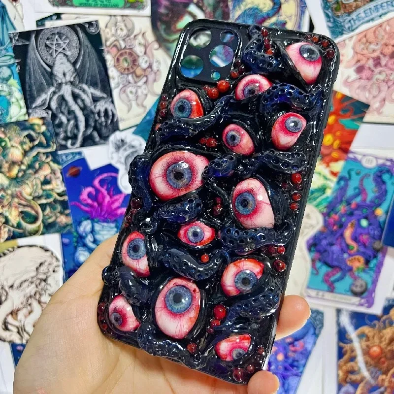 

4177 Original 3D Handmade Mobile Phone Case Cthulhu Tentacles Scarlet Eyes Dark Gothic Mobile Phone Case Custom Christmas Gift