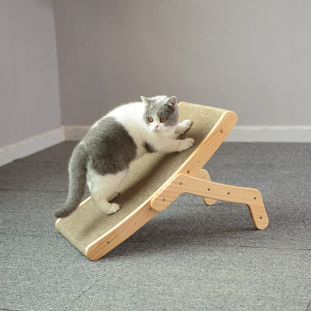 Rascador de Madera Desmontable para Gatos, Juguete de Garra de Molienda, 3 en 1, Tablero para Rascar, Cama de Salón, Poste de Rascado