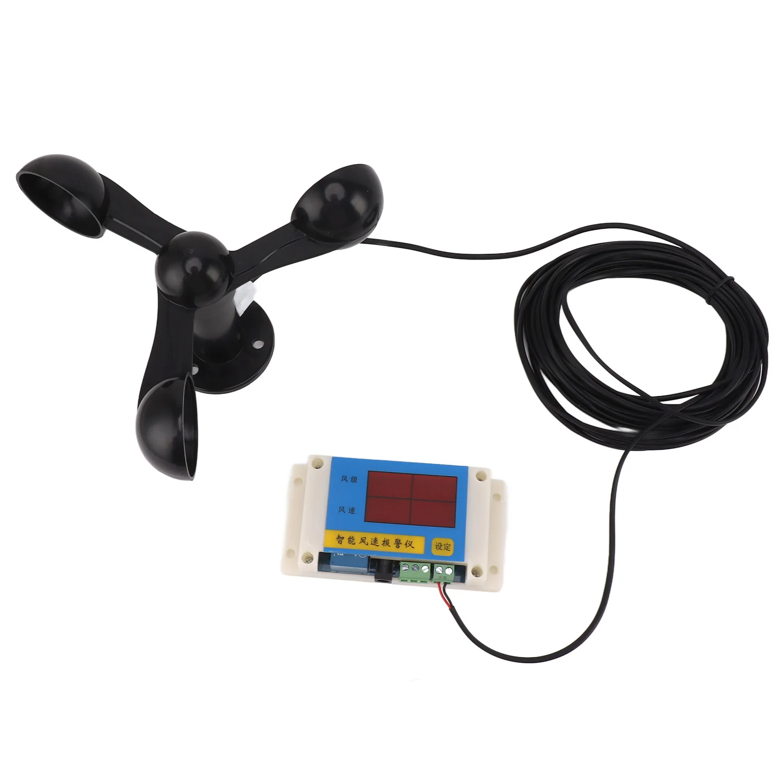 Alarm Wind Speed Meter 3 Fan Blades Tower Crane Anemometer Plastic Anti Interference 360 Degeree Measurement for Windsurfing