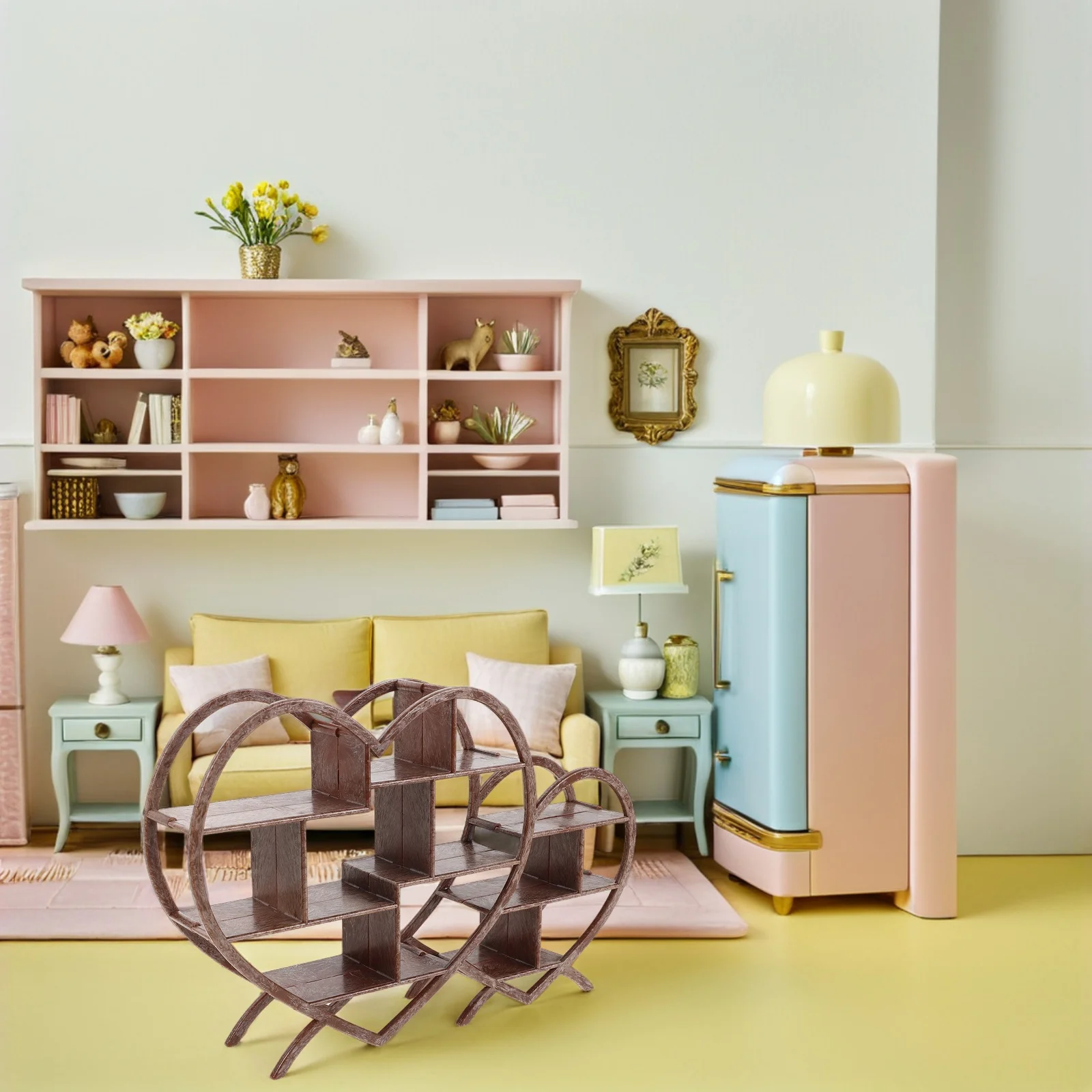 3Pcs 컴팩트 인형의 집 보관 선반 현실적인 미니어처 디스플레이 랙 여행용으로 이상적 홈 플레이 공간 절약 디자인 기능