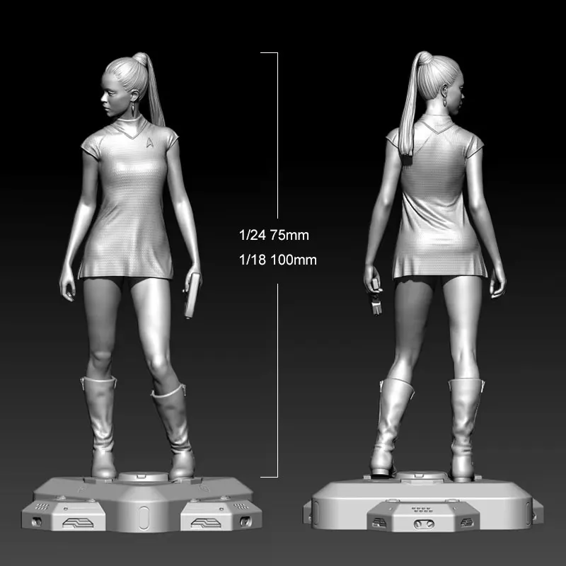 수지 모델 키트 우주 전투 소녀 조각 도색되지 않은 입상 색상 없음 RW-1078