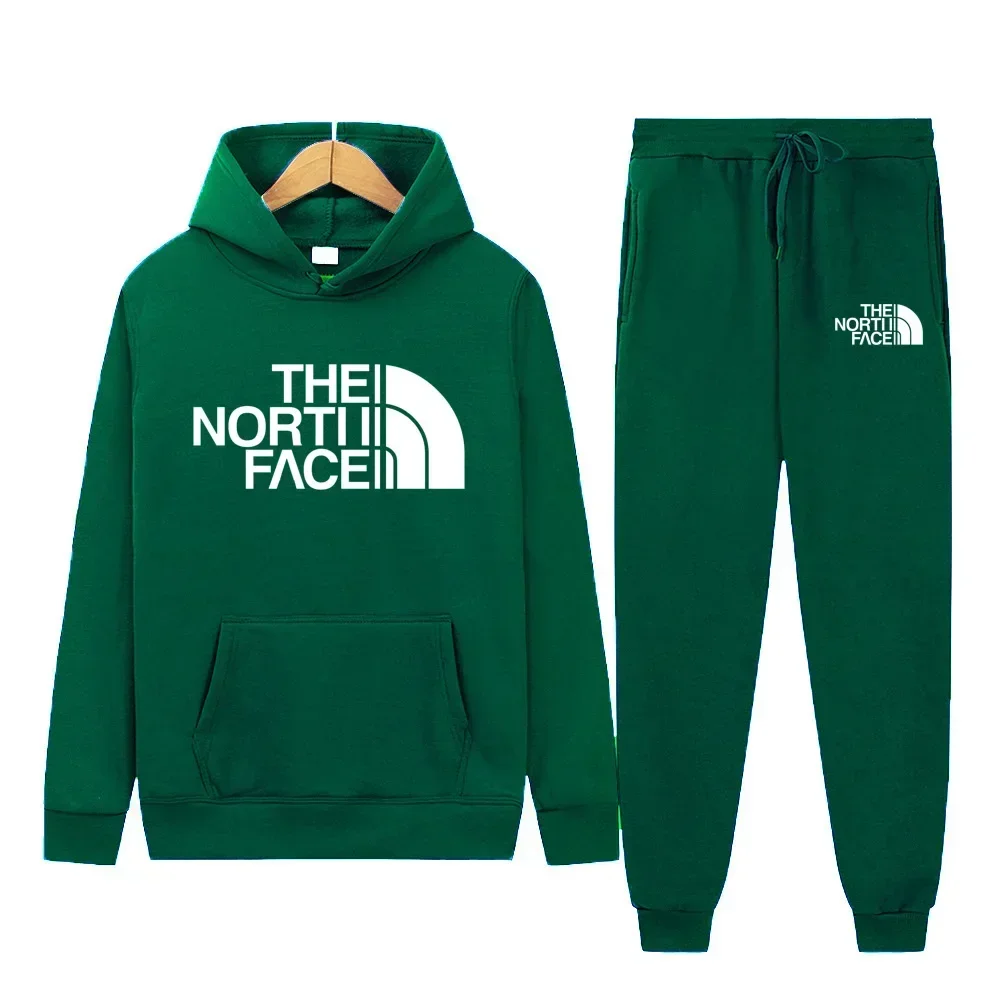 صديقة للبيئة جديد خريف شتاء الرجال 2 قطعة ملابس رياضية مقنعين سترة السراويل الطويلة مجموعة ملابس رياضية عصرية الرجال الملابس #5