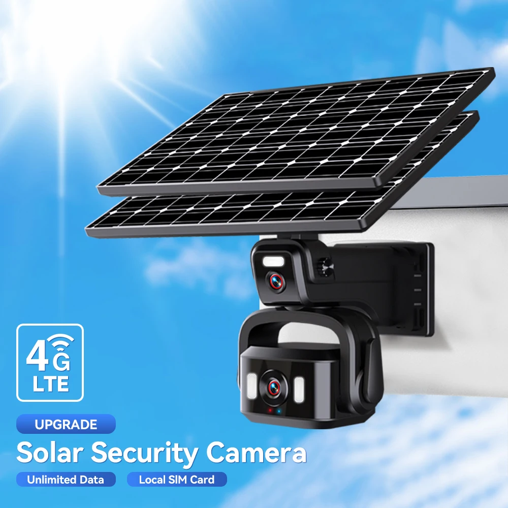 Neye 8MP 4K Solar Powered 4G Binocular Camera Dual Lens Outdoor Camera Low-Power Battery Network Camera 4G PTZ Security Camera