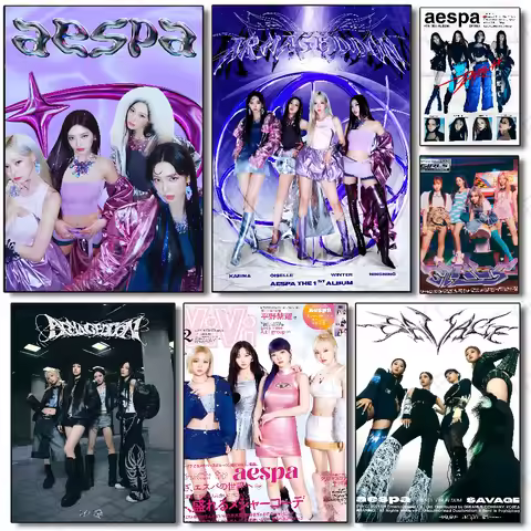 Girl Group Kpop A-Aespa Poster Multi-Purpose Wall Art for Living Room Bedroom Office Hallway Bar | Home Decor Gift Idea
