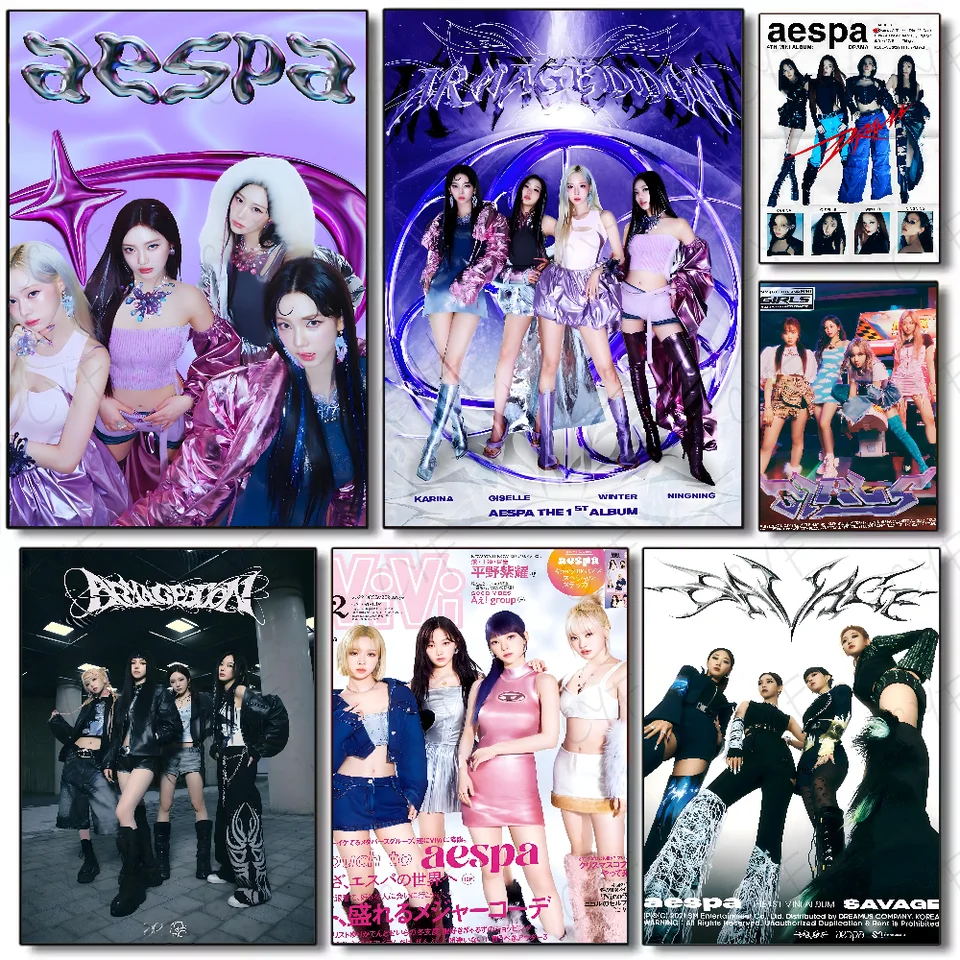 Girl Group Kpop A-Aespa Poster Multi-Purpose Wall Art for Living