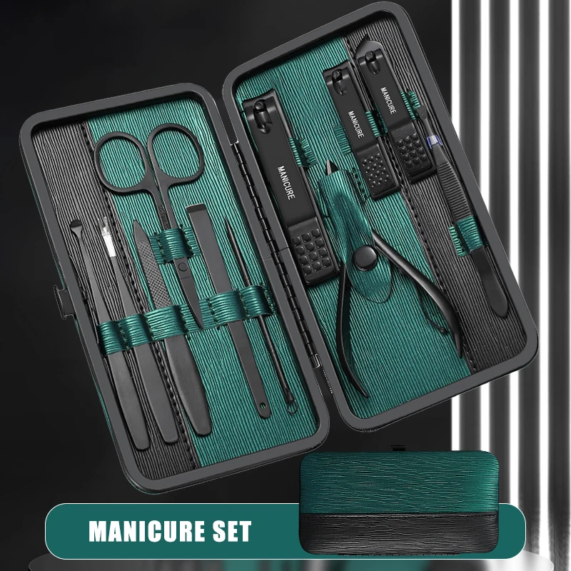 11 Uds cortaúñas, kits de manicura camaleón arcoíris, juego de pedicura profesional de acero inoxidable, tijeras para uñas, lima de uñas,
