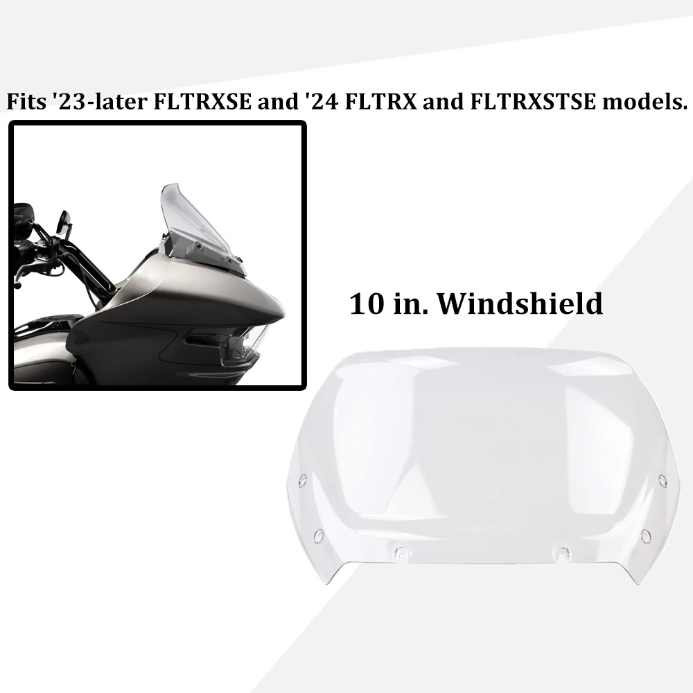 

Motorcycle 10" Windshields Windscreen Wind Deflector For Harley 2023 2024 TOURING CVO 121 117 Road Glide ST FLTRXSE