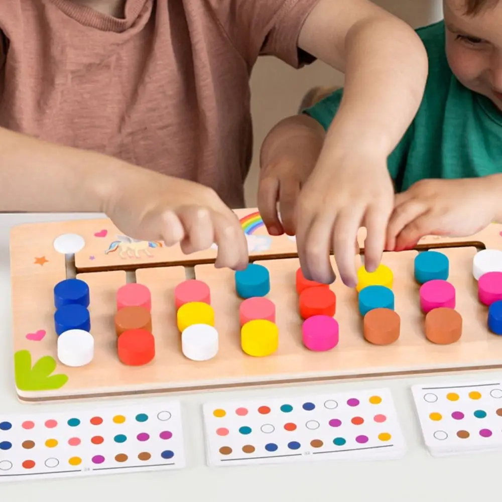 

Double-sided Montessori Learning Toys Logic Thinking Training Matching Games Montessori Slide Puzzle Toy Wooden Activity Board