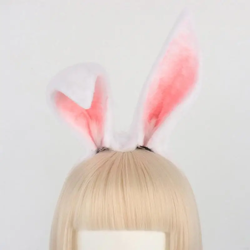 49MF Rabbit ears Headband Halloween Cosplay Maid Hairhoop Role Play Dress Up Headwear