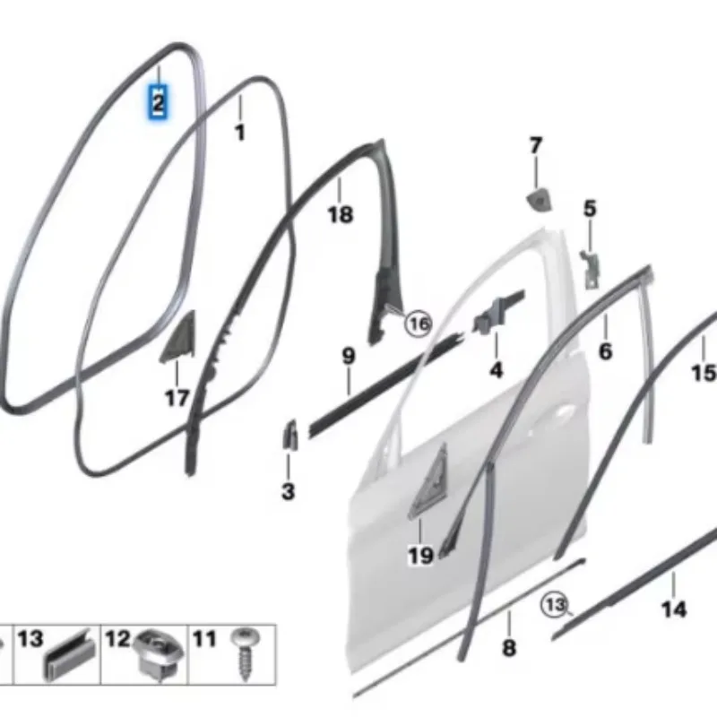 51727468731  Suitable for BMW BMW 5 Series G30 G31 Front Door Frame Sealing Strip
