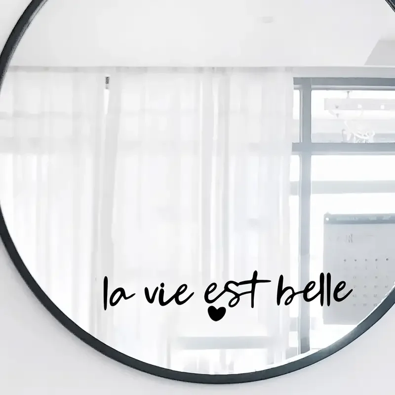 Life Is Beautiful Car Stickers Makeup Mirror Dressing Mirror Room Bathroom Mirror Stickers Inspirational Text Stickers French St