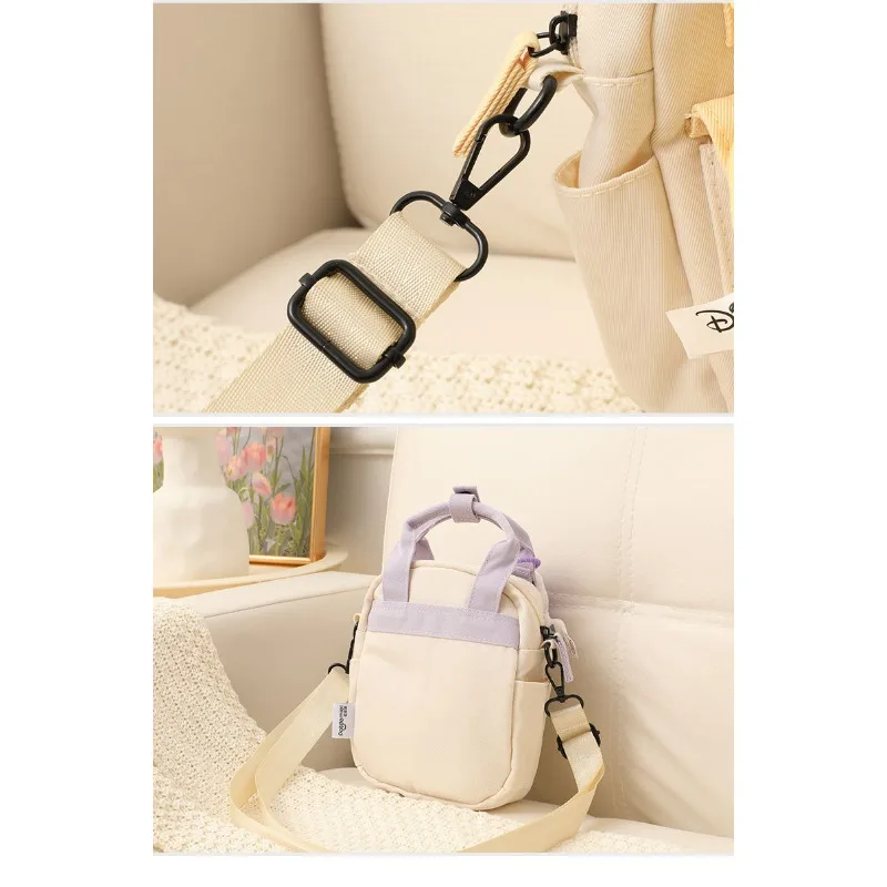 New Disney Canvas Shoulder Bag Pooh Bear Buzz Lightyear Dual-purpose Crossbody Bag Kawaii Plush Toy Pendant Gifts for Girls