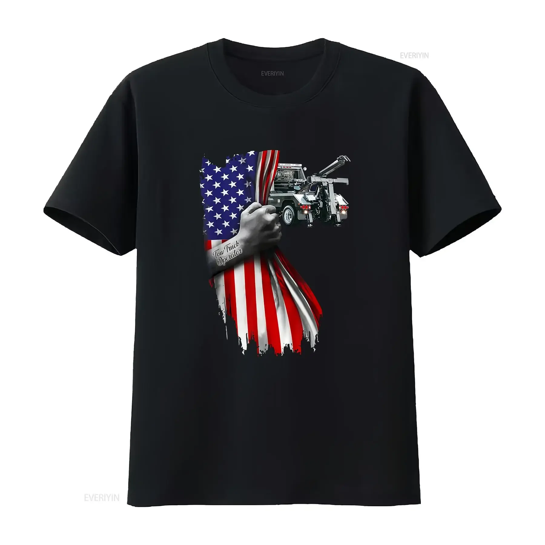 Tow Truck operator work American Flag For Driver T Shirt  vintage Washed Soft Unisex graphic Stylish Breathable homme