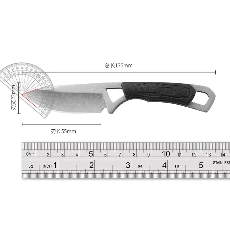 1PC Tactical Mini Neck Knife, EDC Multifunctional Necklace Small Straight Knife, Portable Outdoor Camping Self-Defense Knife