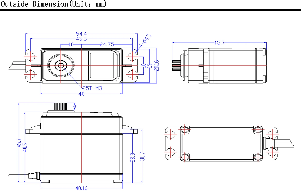 FEETECH FT7125M أجهزة رقمية 4-8.4 فولت 25 كجم 180 درجة محرك تروس فولاذي كامل لروبوت سيارة RC