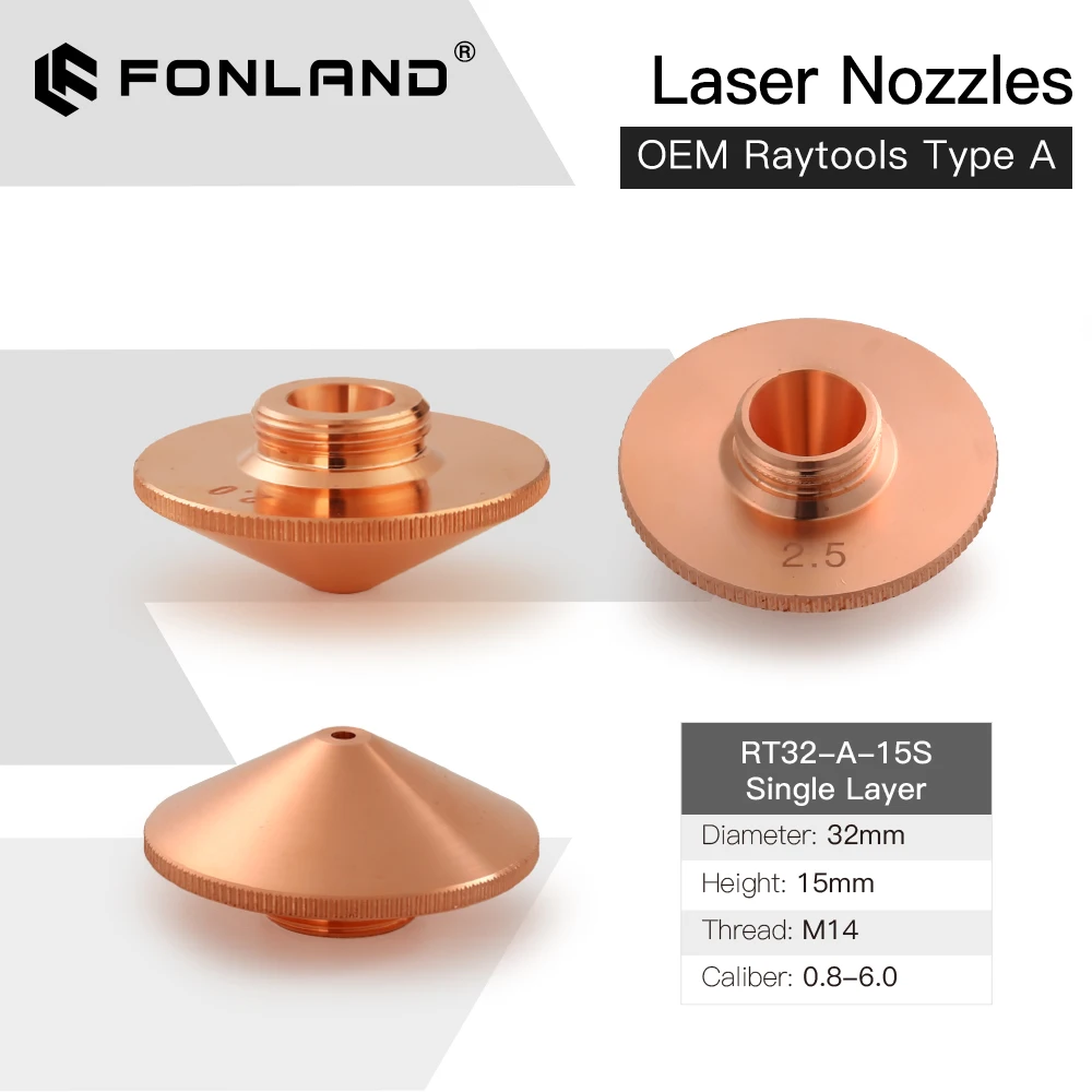 Fonland 10Pcs Raytools Dia.32mm H15 Caliber 0.8-6.0 Single/Double Layers Welding Laser Nozzles for Fiber Laser Cutting Machine