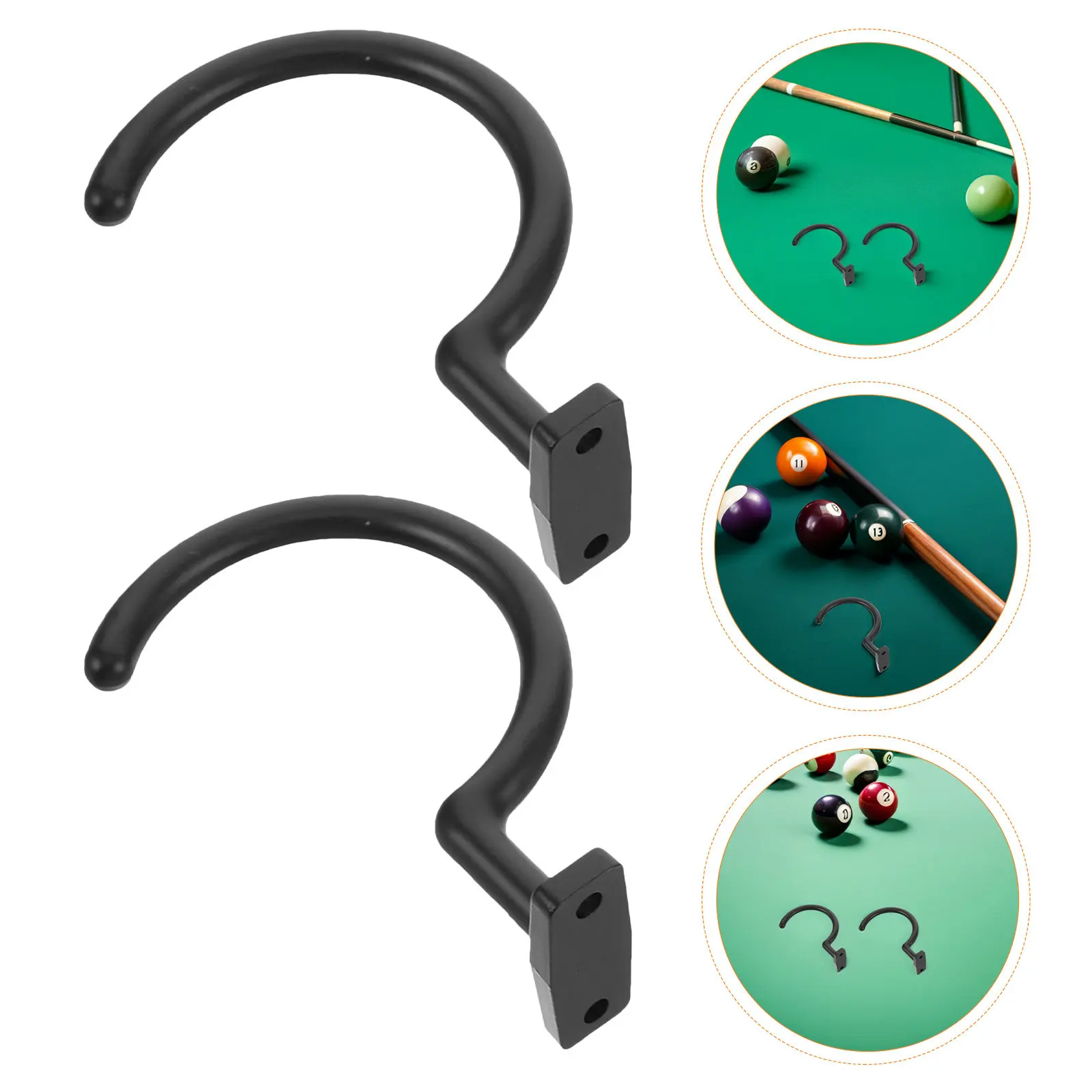 

4Pcs Metal Billiard Table Hook Set Scratchproof Black Cue Rack Holder Under Table Cue Storage for Billiards Snooker
