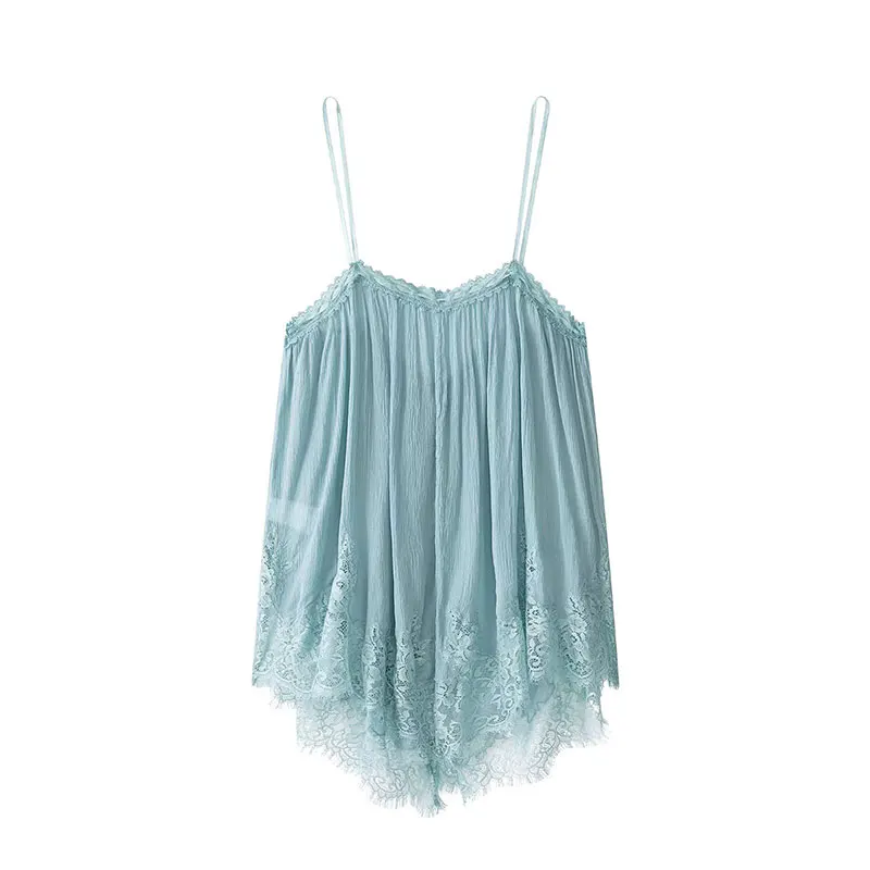 NLZGMSJ 2026 Summer Women Micro Transparent Sexy Trendy O-Neck Backless Sleeveless Cami Top New Fashion Lace Patchwork Top