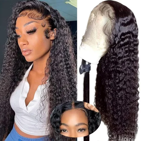 Wear and Go Glueless Deep Wave Wig Suitable for Women Pre Plucked Pre Cut Natural Hairline No Glue  200 Density 40 46 Inches