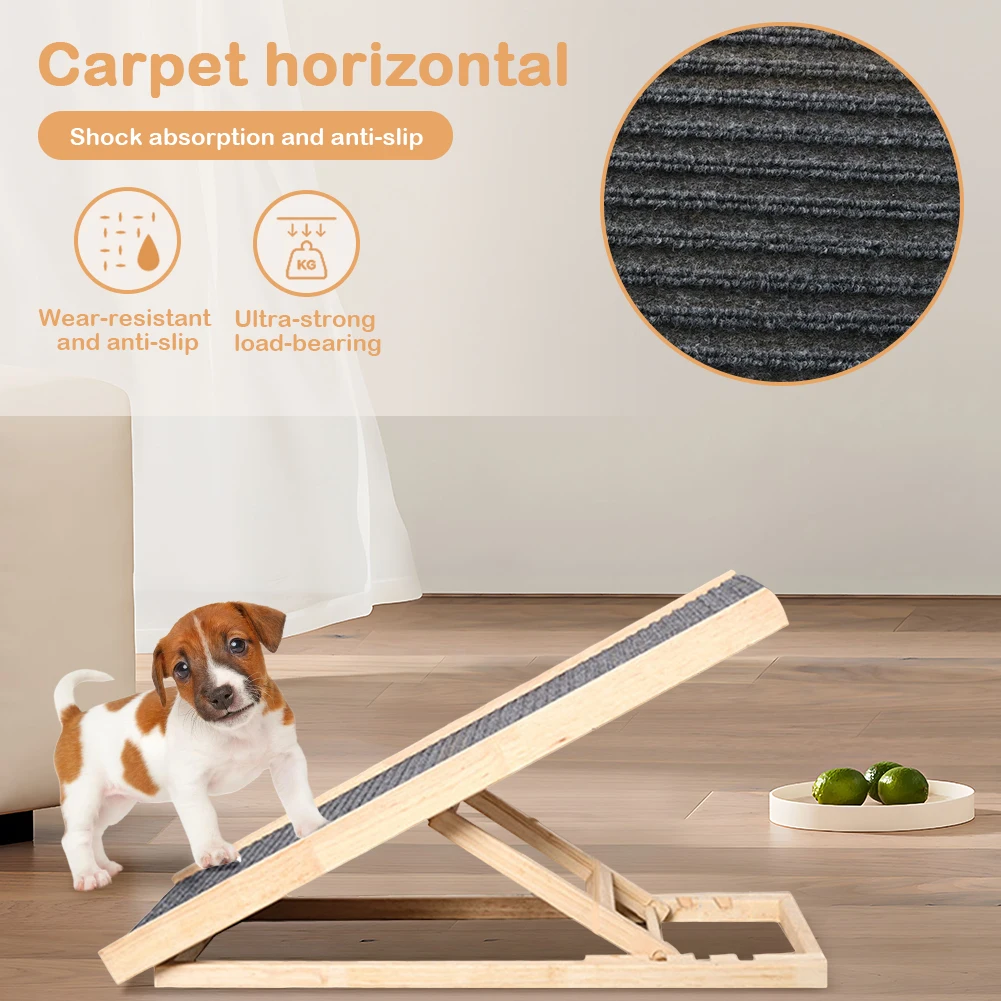 

Деревянная складная лестница для домашних животных, 3/4 уровня, регулируемая по высоте, нескользящая универсальная рампа для подъема собак, для использования в помещении, на кровати, диване, в автомобиле