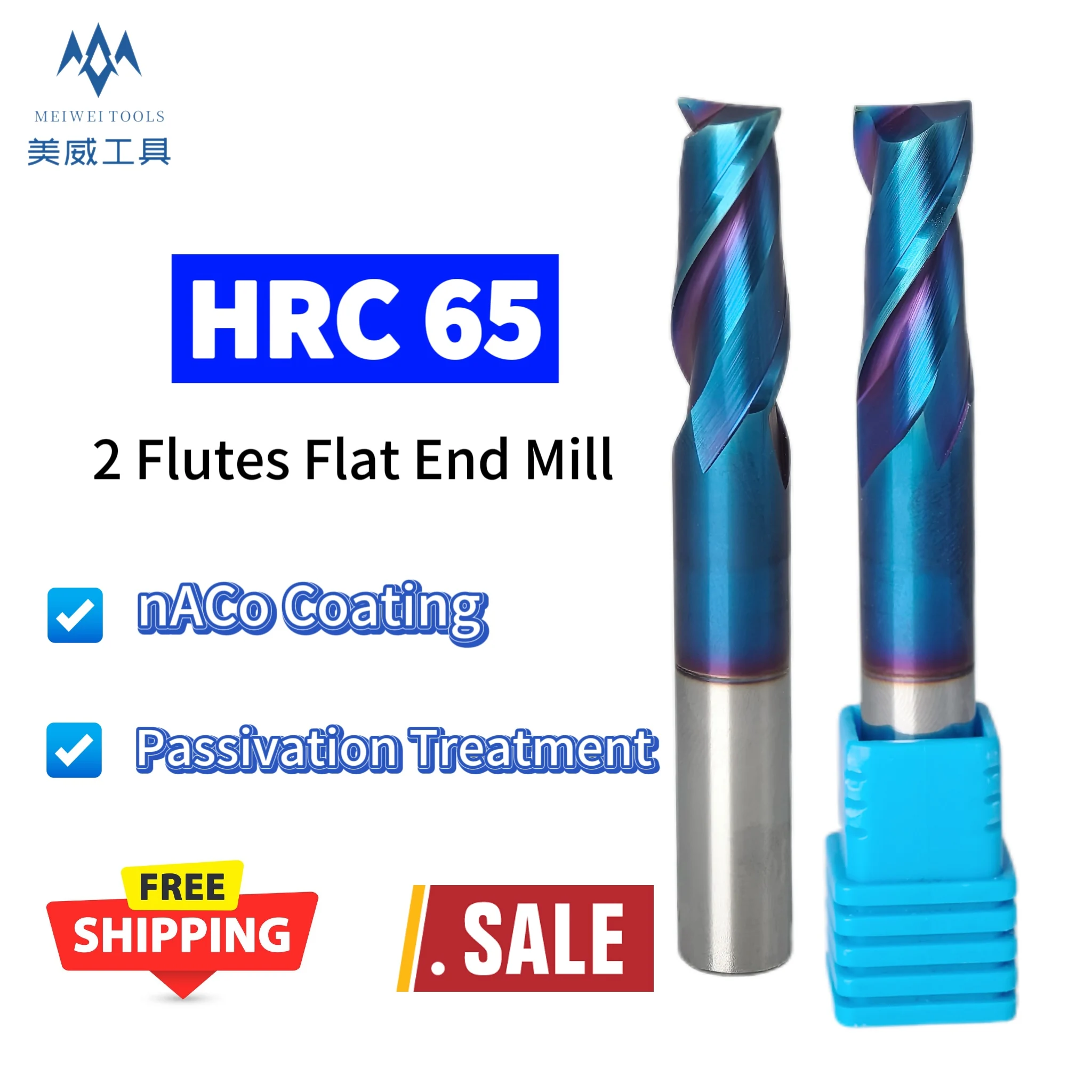 

2 Flutes HRC 65 Solid Carbide Flat/Square End Mill High Perfermance Milling Cutter CNC Machining Tools Router Bit