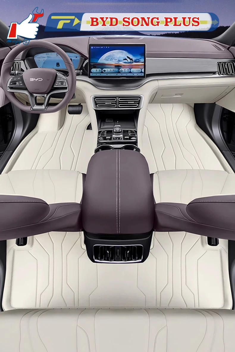 

Автомобильный коврик с левым рулем для BYD SONG PLUS DM-i EV 2021-2025, полный коврик для ног, напольный коврик, водонепроницаемый