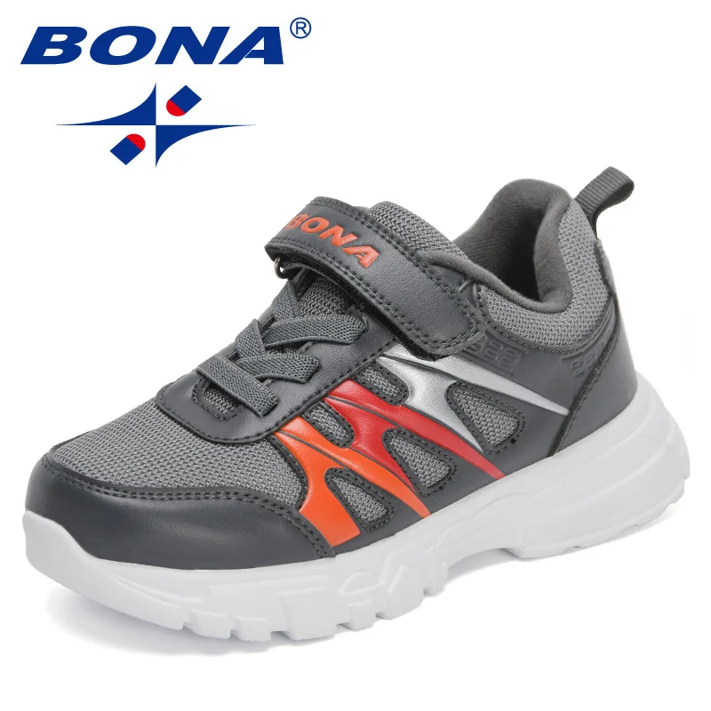 

BONA 2022 New Designers Sport Shoes Boys Breathable Mesh Casual Sneakers Children Lightweight Running Shoes Kids Walking Shoes