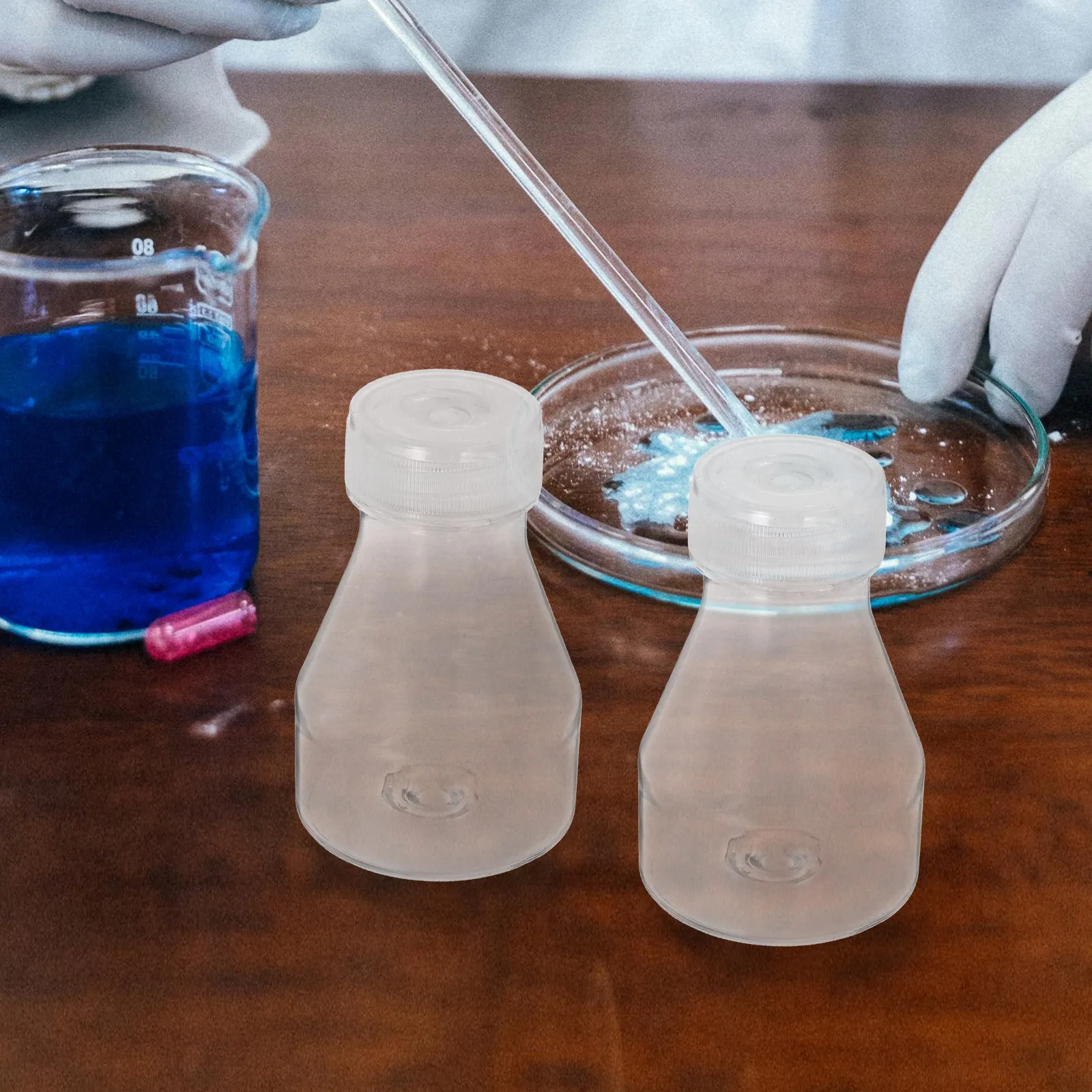 

2 Pcs Flask High Temperature Culture Bottle Liquid Sample Bottles Cell Plastic Containers for Laboratory Transparent Flasks