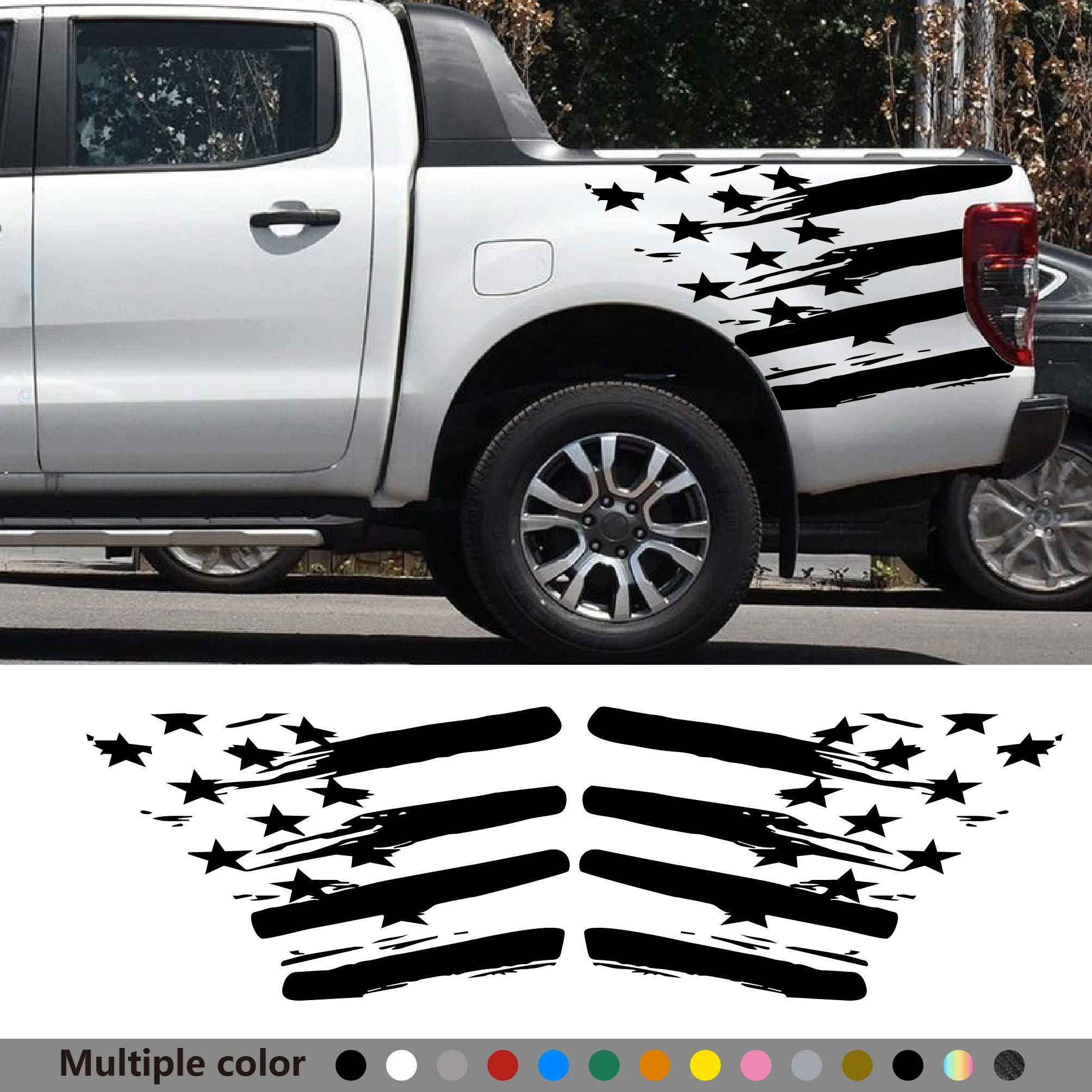 

2pcs Car Sticker Apply For Ford Ranger F150 Toyota Hilux Dodge RAM Isuzu Dmax GWM Cannon Pickup Universal Splsh Flag Decor Decal