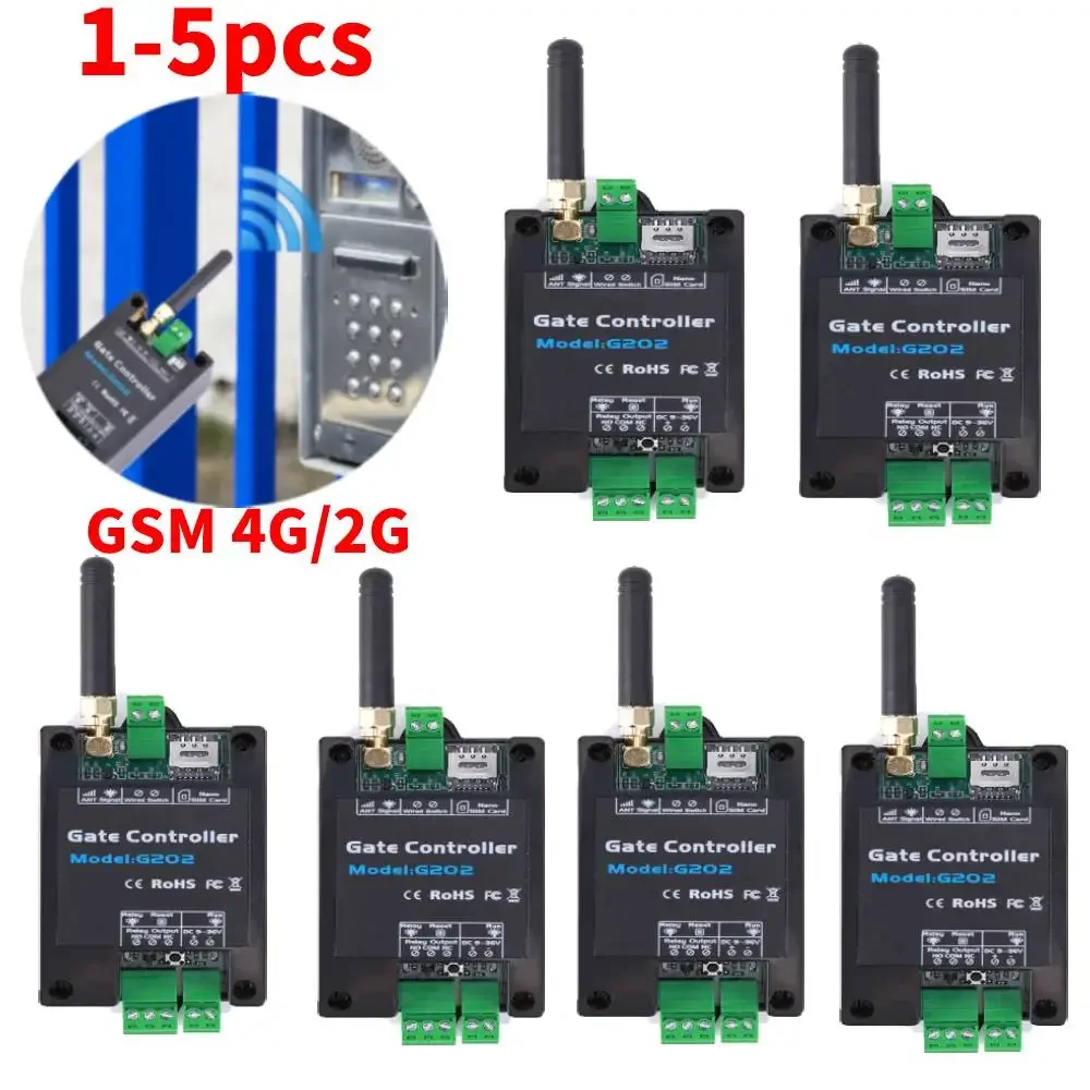 1-5PCS G202 GSM Gate Opener Relay Switch 4G/2G Remote Control Door Access Wireless Door Opener Free Call 850/900/1800/1900MHz