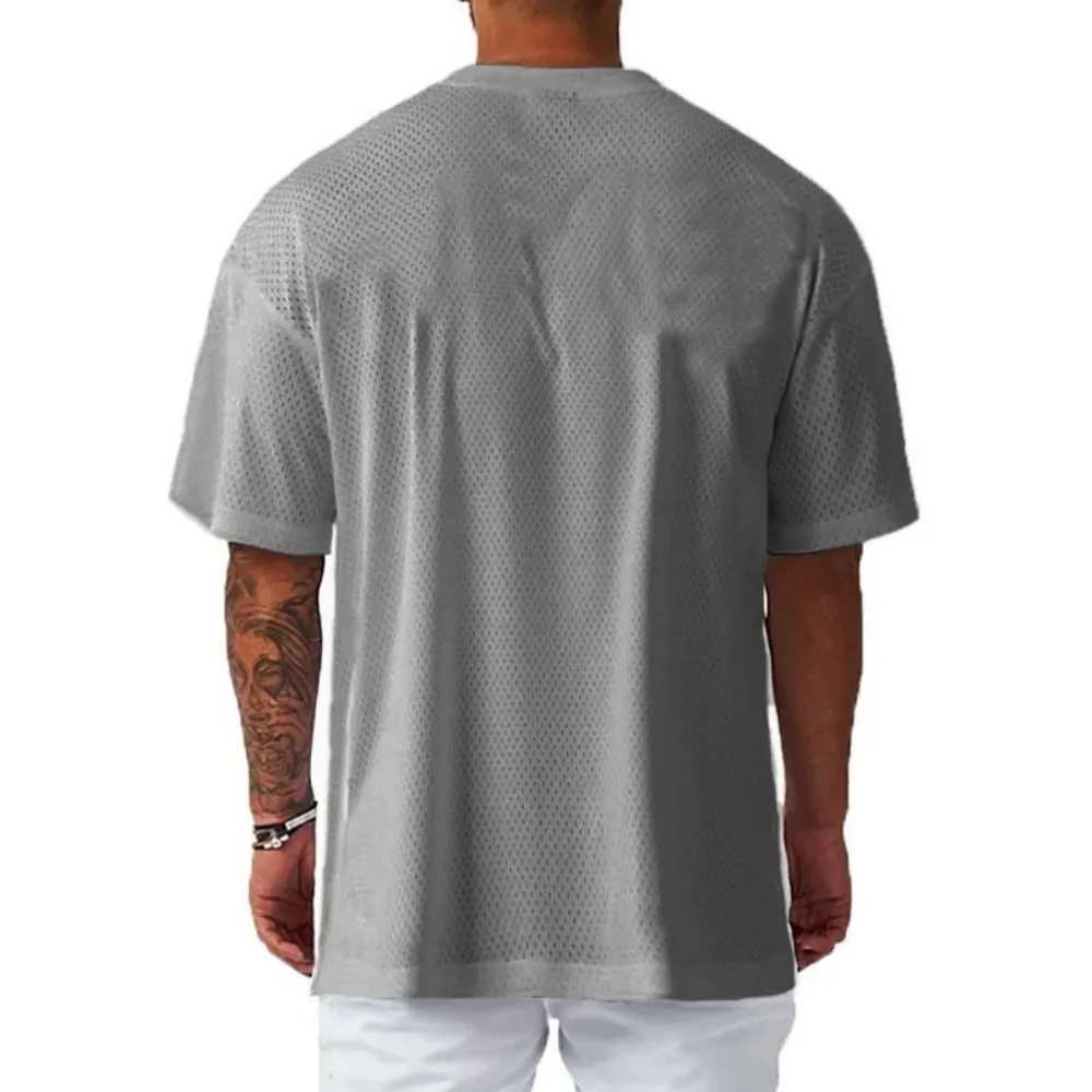 New fashionable men's casual sports T-shirt gym fitness short sleeved shirt summer quick drying breathable T-shirt image 5