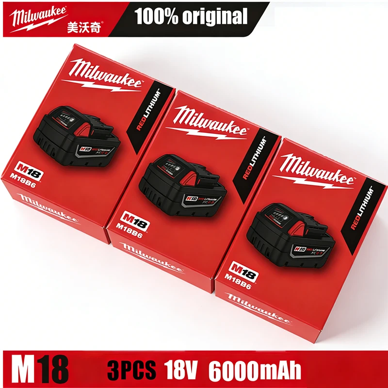 

Milwaukee m18 battery, bateria lifepo4 M18B6, 6000mAh lithium battery XC48-11-1860 Original milwaukee rechargeable battery 1