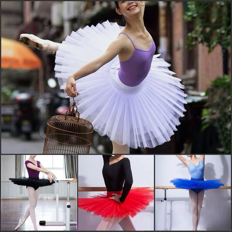 

Women Dance Ballet Tutu Skirt Girls Practise Pancake Plateau Costume Dancewear Pleated Ballet Skirts