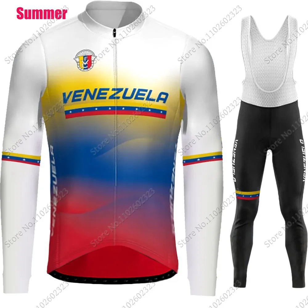 2024 Venezuela National Team Cycling Jersey Set Mens Long Sleeve Clothing Road Pants Bib Bike Suit MTB Maillot Culotte