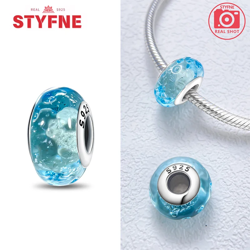 Farbige Muranoglasperlen aus 925er-Sterlingsilber, rund, glänzend, passend für Pandora-Original-Armbänder, DIY-Edelschmuck, Geschenk für Frauen – Detail 17