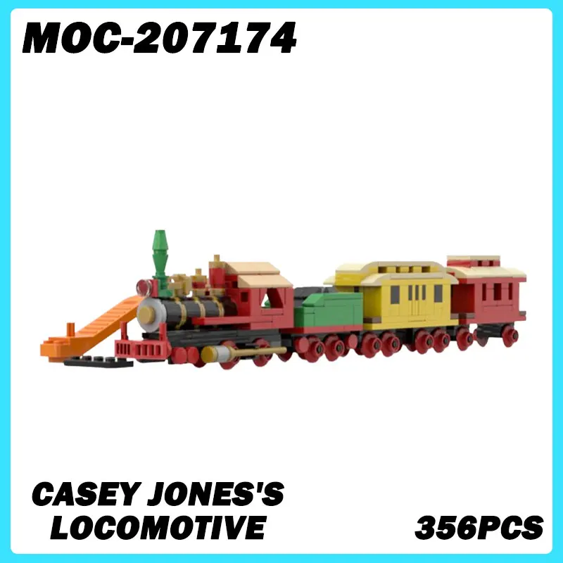 MOC- 207174   Mini-Zug-Serie Casey Jones Lokomotive Bausteine, DIY-Modell, kleine Partikelziegel zusammenbauen, Spielzeug, Geschenk, 356 Stück