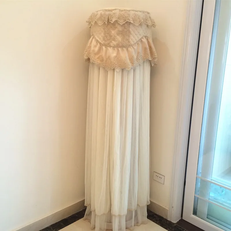 Custom Round Vertical AC Dust Cover, Customizable Cylindrical Fabric Slipcover, No Need Remove When Running