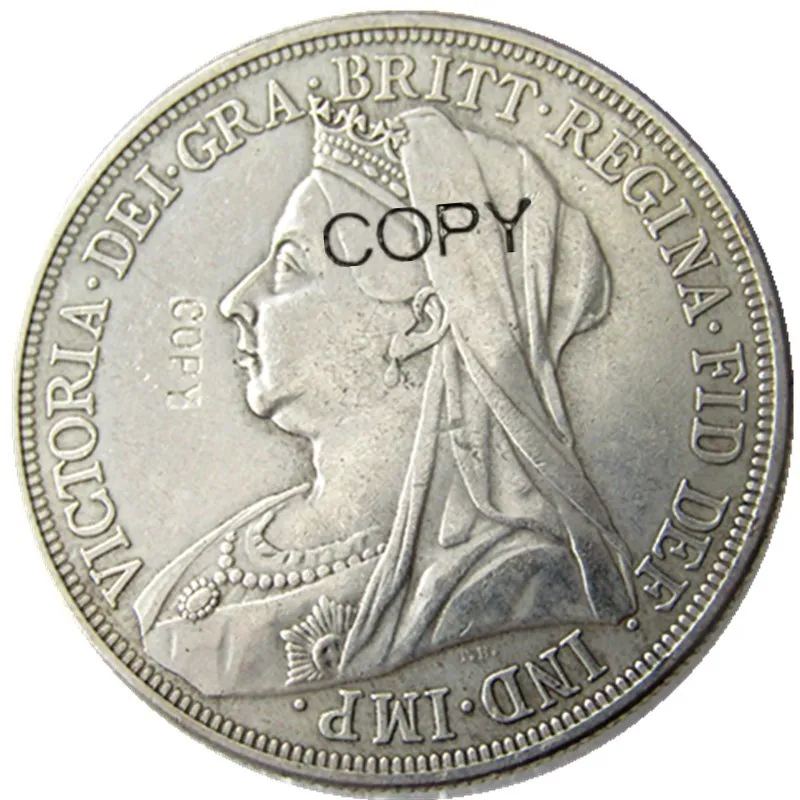 Great Britain 1895 silver crown Queen Victoria veiled head Silver Plated Copy coin