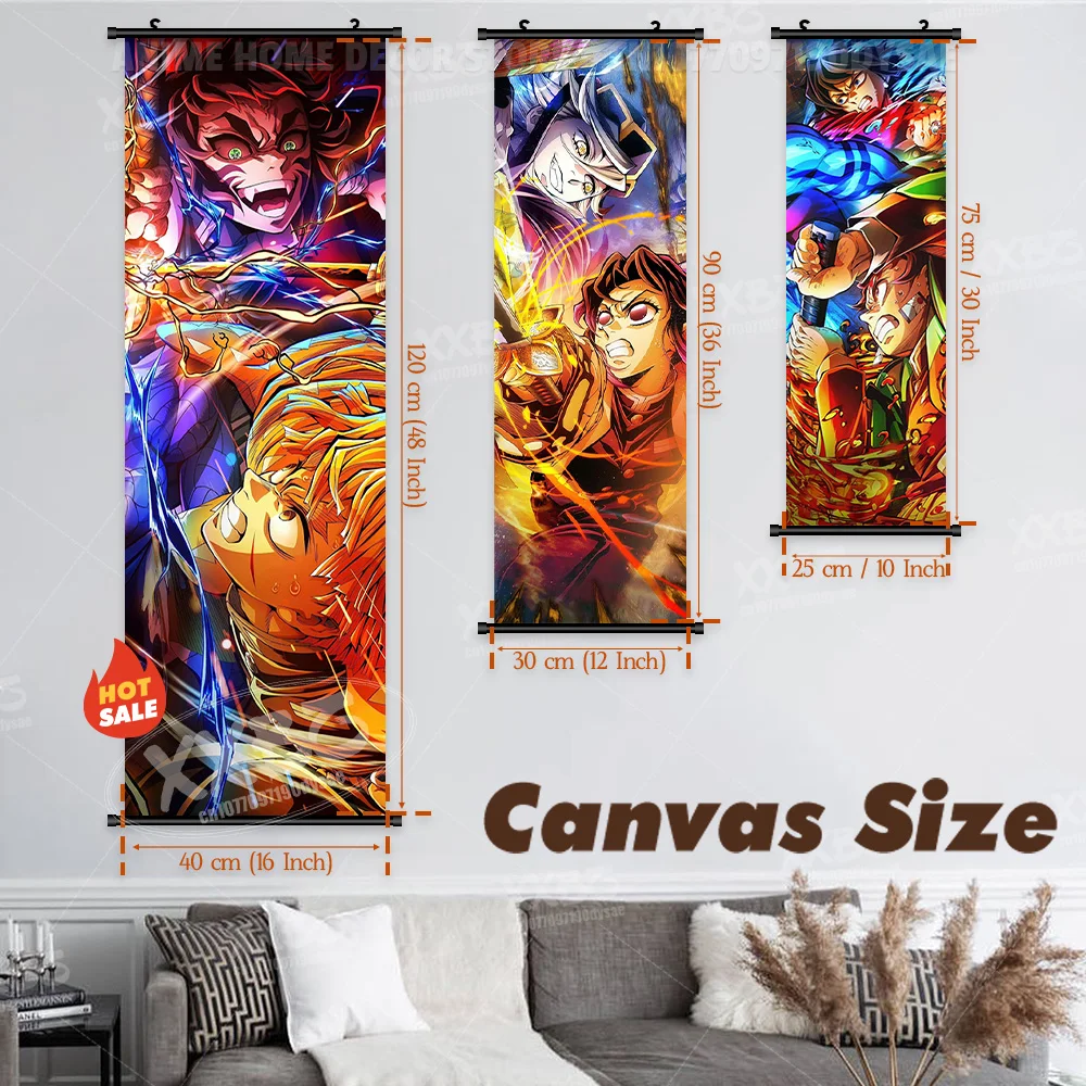 โปสเตอร์ตัวละครจากอนิเมะ ภาพยนตร์ ของตกแต่งบ้าน ภาพแขวนผนัง งานศิลปะตกแต่งผนัง ภาพม้วน สำหรับดาบพิฆาตอสูร: คิเมทสึ โนะ ไยบะ