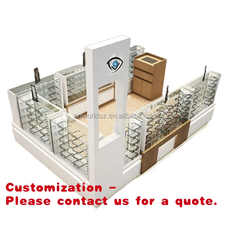 

custom.Artworld Displays Modern Sunglasses Kiosk Mall Retail Wooden Optical Showcase Spectacle Display Counter