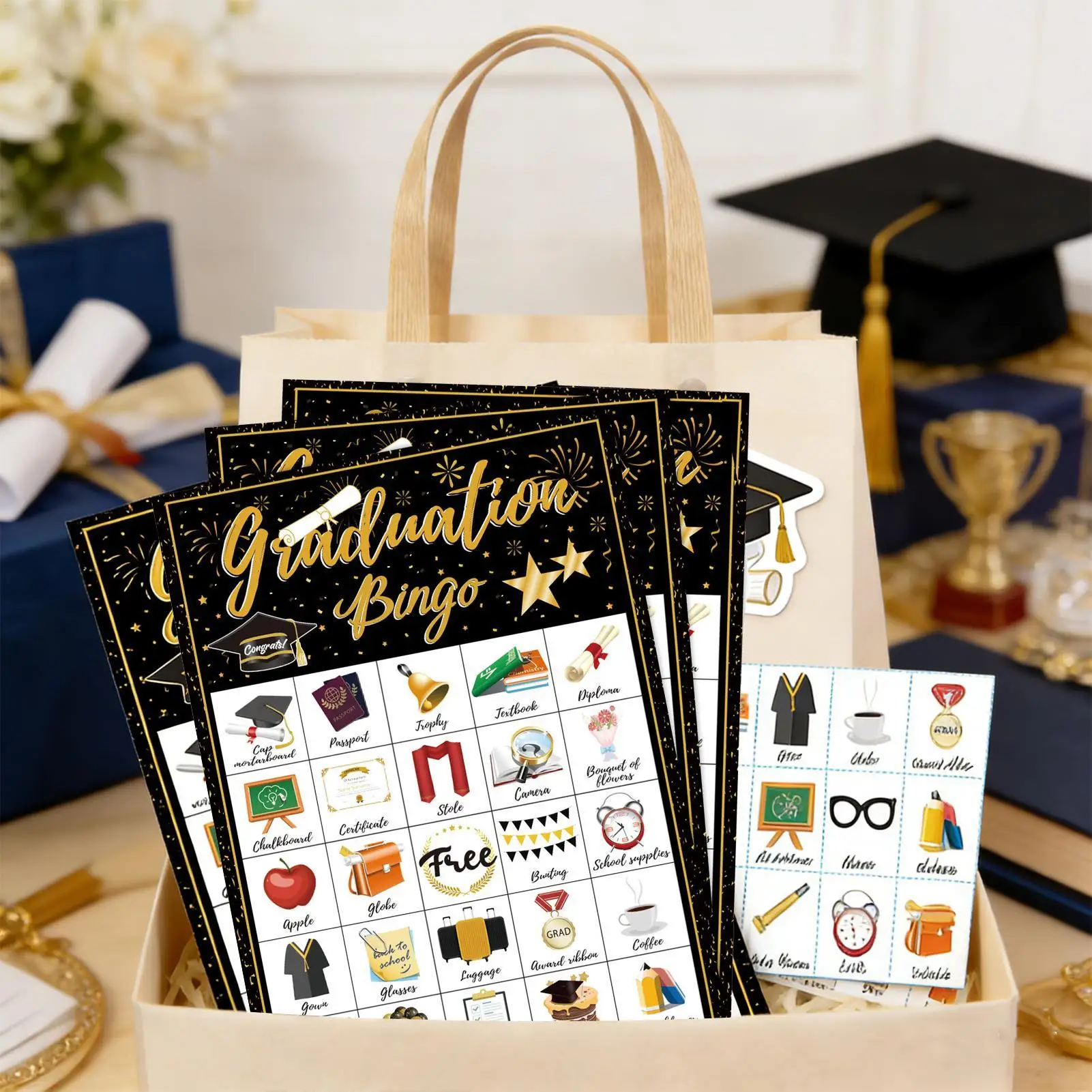 

Graduation Bingo Game Cards 24-Player Grad Party Supplies College Graduation Game for Friends Classmates High School University