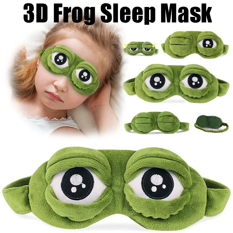 Niedliche Frosch-Schlafmaske Augenschutz für Mittagspause Schattierung Lustige Schlafmaske Weiche & Bequeme Augenmaske Reise-Essentials