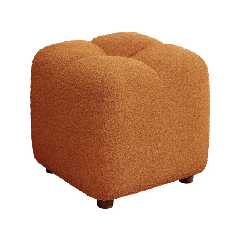 Lambs Wool Small Pouf Stool - Plush Sitting Cushion for Sofa, Living Room & Entryway, Soft Footrest & Shoe Changing Stool image 5