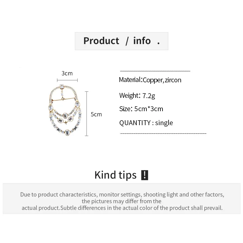 DREJEW อัลกุรอานแฟชั่นเพทายเข็มกลัดรูปไข่สําหรับผู้หญิงอารมณ์ความรู้สึกสูงเสื้อผ้าขาแฟชั่นสูทอุปกรณ์เสริมของขวัญพรรค