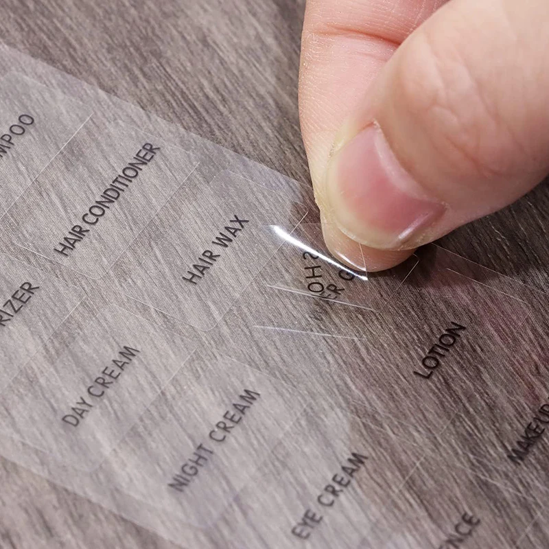 Embotellado separado, etiquetado chino e inglés, embotellado separado de viaje, etiqueta transparente, Gel de ducha cosmético, etiquetado de champú